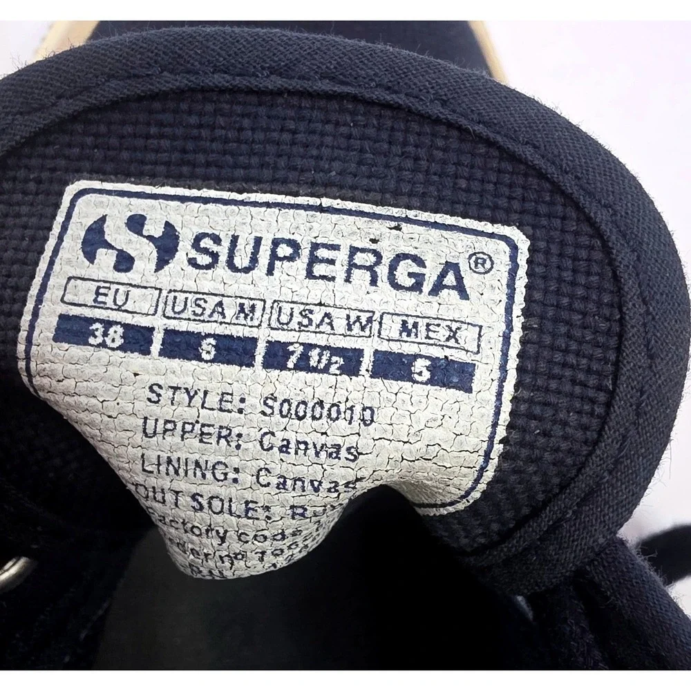 Superga 2750 Cotu Classic Navy Blue Canvas Lace Up Sneakers SZ 7.5